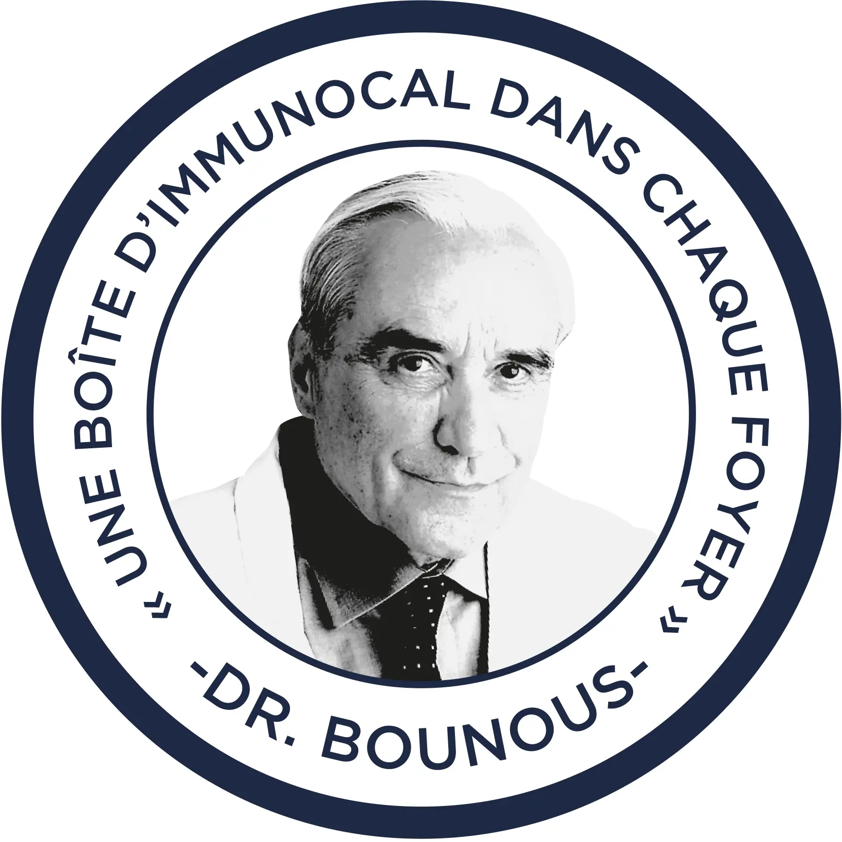 Superbe montage photo dans lequel le Dr Gustavo Bounous apparaît, autour duquel on retrouve écrit tout autour de lui son rêve utlime: une boîte d'Immunocal dans chaque foyer".